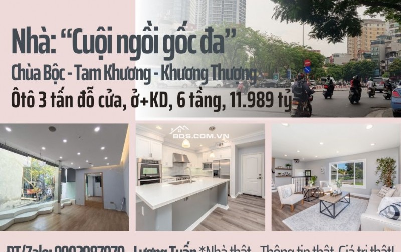 Nhà ôtô 3 tấn trước cửa, Chùa Bộc thông Tam Khương - Khương Thượng - Trường Chinh; Chỉ 11,990tỷ